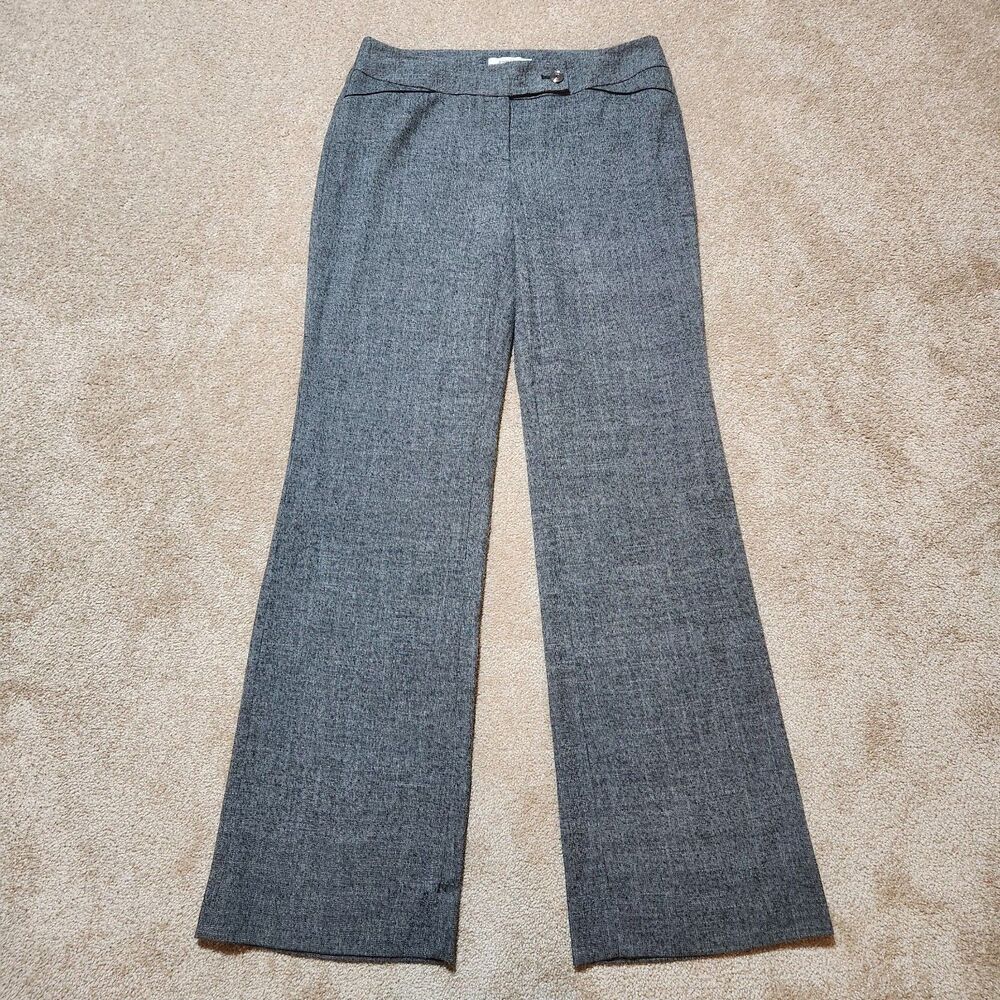 WHBM Women 4 Gray Flecked Low Rise Wide Leg Dress Pants
